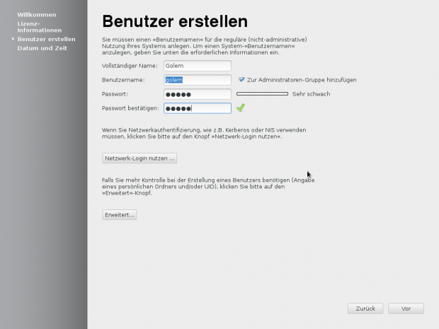 ...muss ein Nutzer angelegt werden.