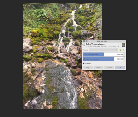 Der neue Filter für die Farbtemperatur (Bild: Gimpusers.com)