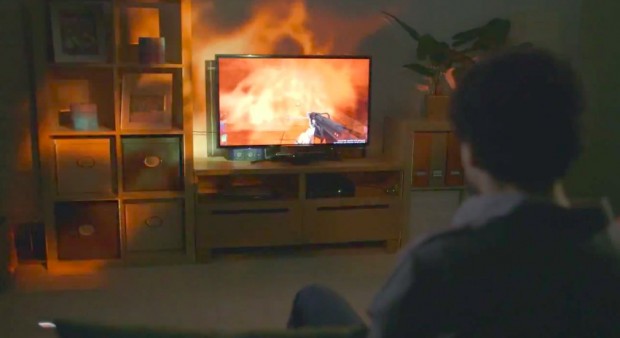 Illumiroom - Feuereffekte nicht nur auf dem Fernseher (Screenshot: Golem.de) 