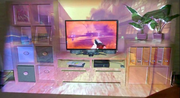 Illumiroom - Wand zeigt Spielwelt. (Screenshot: Golem.de) 