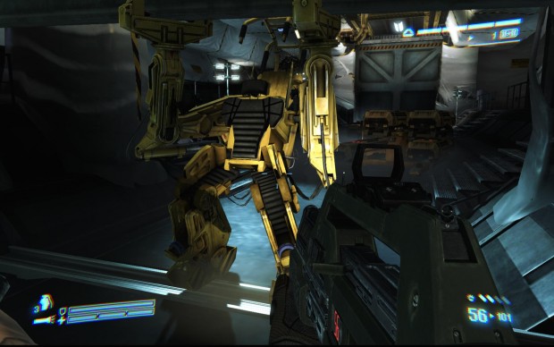 An einigen wenigen Stellen darf der Spieler in solchen Maschinen Platz nehmen.