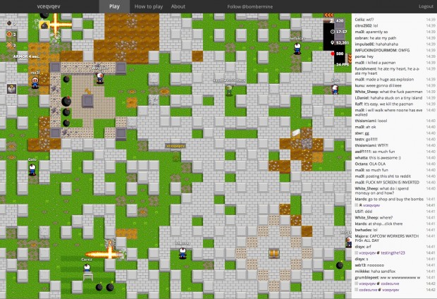 Bombermine läuft ohne Plugins direkt im Browser.