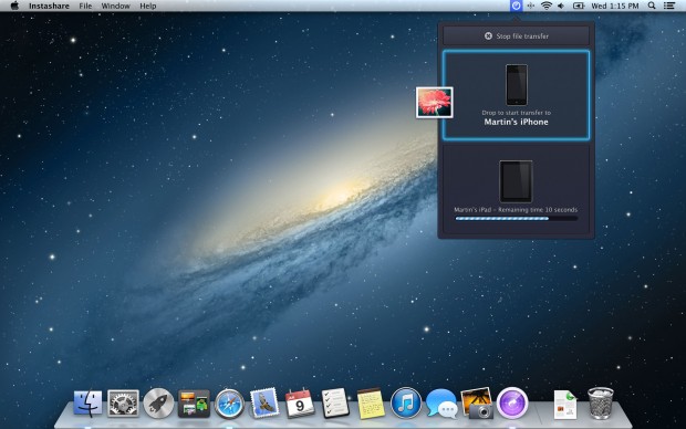 Datentransfer vom Mac zu iOS via Instashare (Bild: Instashare)