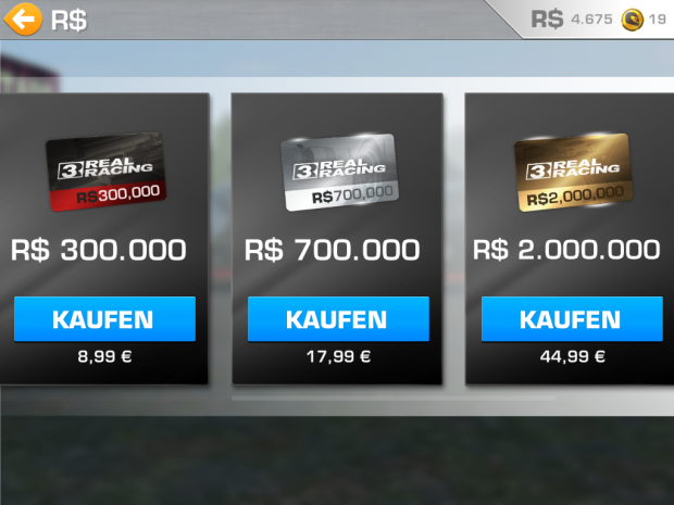 Renn-Dollar gibt es in mehreren unterschiedlichen Paketen.