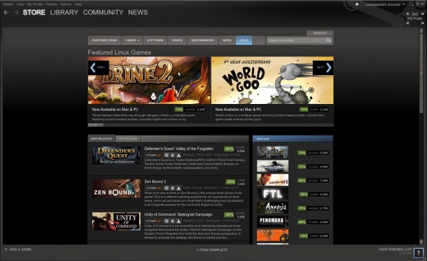 Steam für Linux (Screenshot: Golem.de)