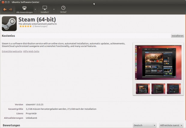 Steam für Linux (Screenshot: Golem.de)