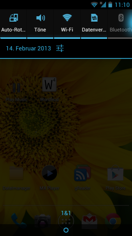 Das Benachrichtigungsmenü verfügt über eine Schnelleinstellungsleiste. (Screenshot: Golem.de)