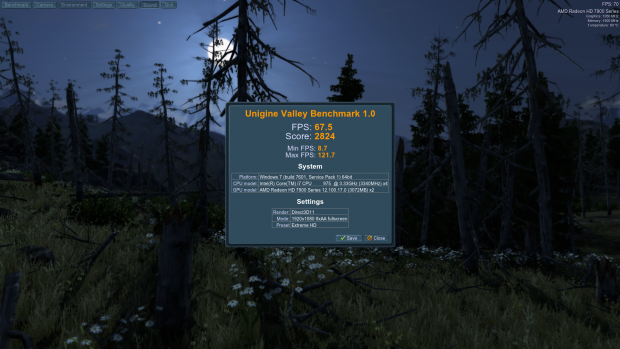 Am Ende eines Benchmarks zeigt Valley die Konfiguration an.