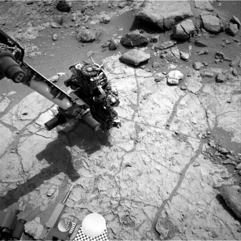 Curiosity ist der erste Marsrover, der Marsgestein anbohren kann. (Foto: Nasa/JPL-Caltech)