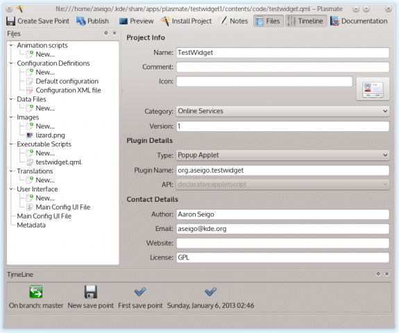 Ein auf Kate basierender integrierte Editor hilft bei der Eingabe von Metadaten.