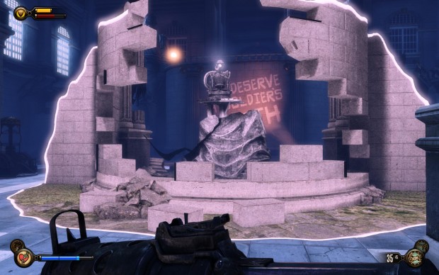 Hier hat Elizabeth auf unseren Wunsch eine Selbstschussanlage herbeigezaubert.