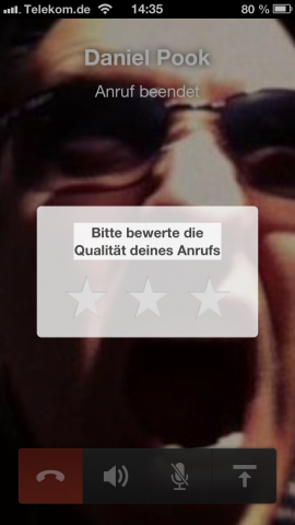 Nach einem Telefonat kann die Übertragungsqualität des Gesprächs bewertet werden. (Bilder: Steve Haak/Golem.de)