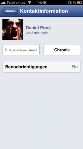 Die Voraussetzung für die Anrufe ist, dass beide Nutzer den Messenger installiert und gestartet haben. Sonst ist das Anrufen-Feld grau hinterlegt.