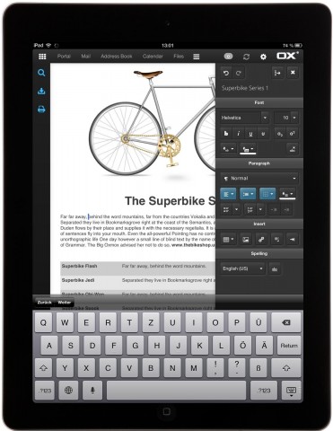 OX Text funktioniert auch auf Tablets. (Bild: Open-Xchange)