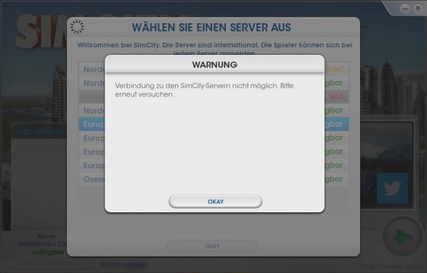 Die meisten Server konnten wir nicht erreichen.