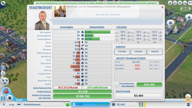 Nach und nach kann der Spieler etwa die Steuern immer feiner justieren.