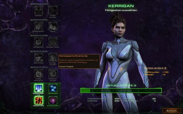 Im Verlauf der Kampagne wandelt sich das Bild von Kerrigan, und sie sieht immer böser aus.
