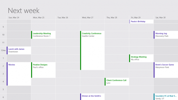 Neues Design für den Kalender von Windows 8