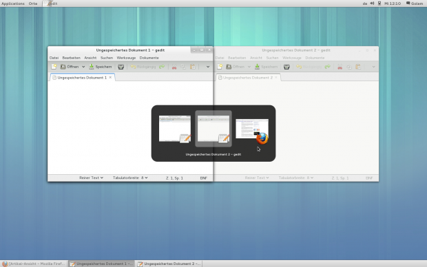 Alt+Tab listet alle Fenster auf.