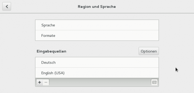 Einstellungen für Region und Sprache