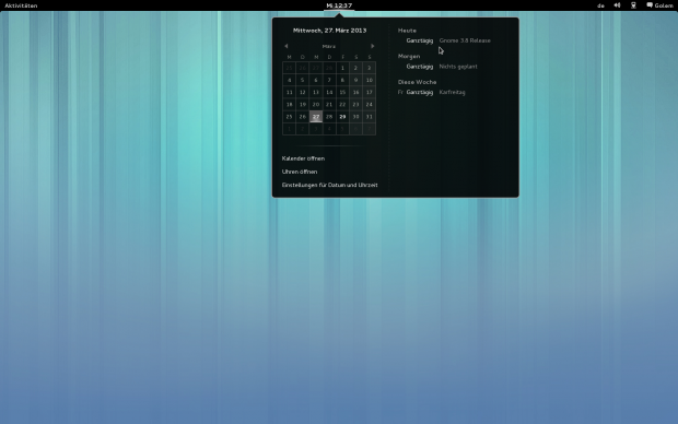 ...zeigt Kalenderdaten im Panel-Applet...