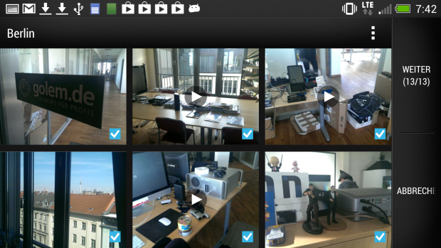 Für HTCZoes Videoclips können Inhalte ausgewählt werden. (Screenshot: Golem.de)