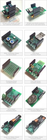 Zu dem Controller gibt es eine Reihe von aufsteckbaren Zusatzmodulen. (Foto: Open Source RF)