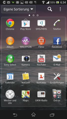 Apps lassen sich beliebig oder...
