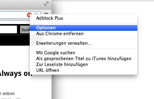 Adblock Plus unter Chrome deaktivieren