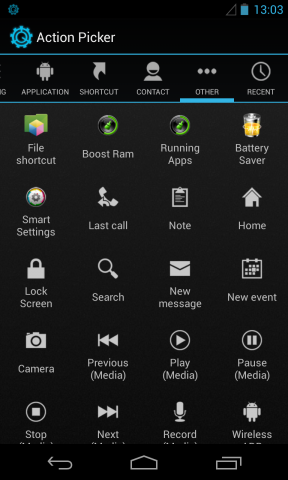Anttek Quick Settings - Aktionen auswählen (Screenshot: Golem.de)