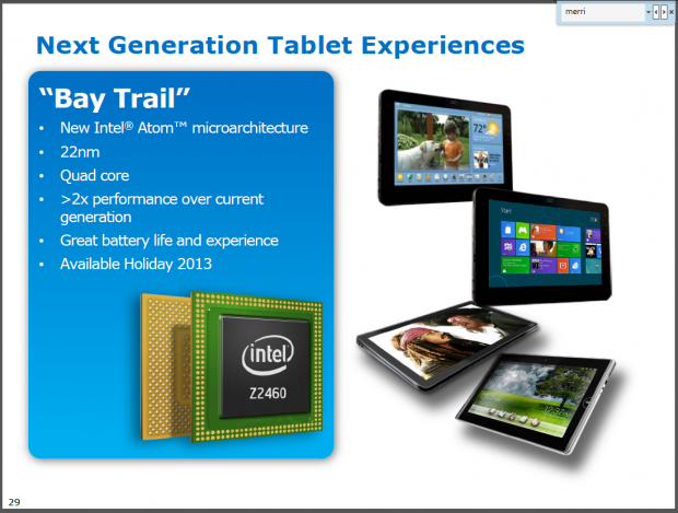 Intel kündigt Atom-SoCs Bay Trail und Merrifield an. (Folien: Intel)
