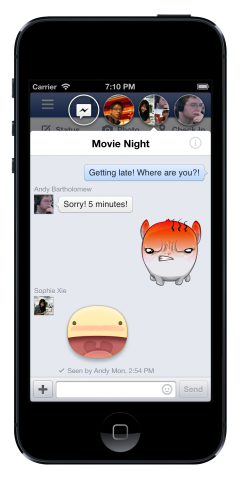Sticker sind übergroße Emoticons, die in Nachrichten eingefügt werden können.