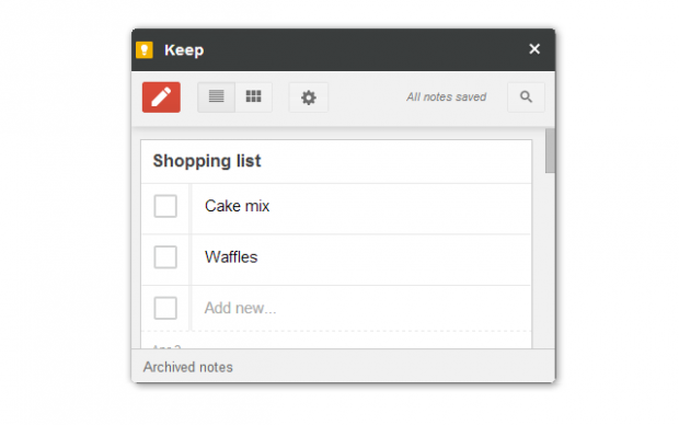 Google Keep Extension (Bild: Google)