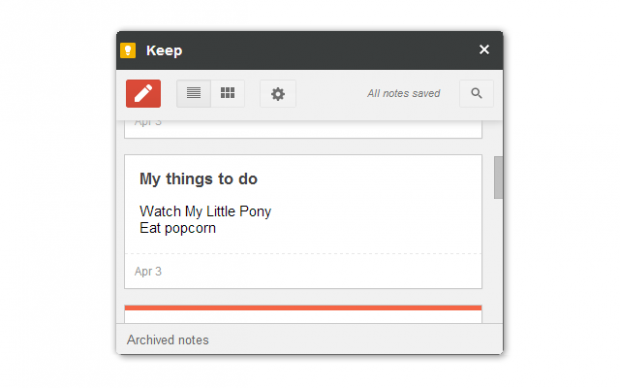 Google Keep Extension (Bild: Google)