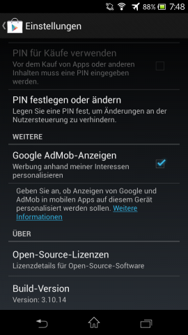 Bisheriger Play Store 3 - Einstellungen (Bild: Google/Screenshot: Golem.de)