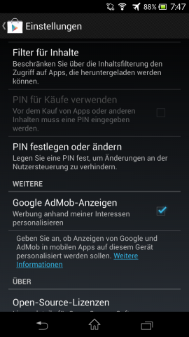 Bisheriger Play Store 3 - Einstellungen (Bild: Google/Screenshot: Golem.de)