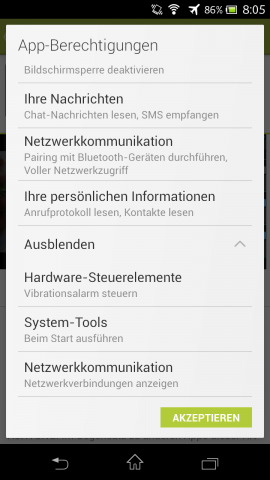 Play Store 4 - Anzeige aller angeforderten App-Berechtigungen (Bild: Google/Screenshot: Golem.de)