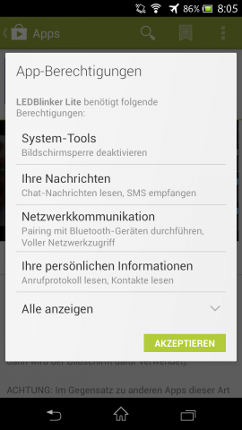 Play Store 4 - Fenster mit App-Berechtigungen beim Installieren (Bild: Google/Screenshot: Golem.de)