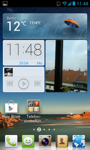 Das zentrale Mi Widget kann nach persönlichen Vorlieben mit einzelnen Bausteinen bestückt werden. (Screenshot: Golem.de)