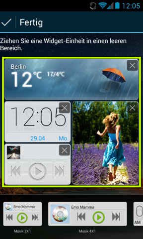 Zur Auswahl stehen verschieden große Wetterbausteine, Audio-Player-Steuerungen oder Galerien. (Screenshot: Golem.de)