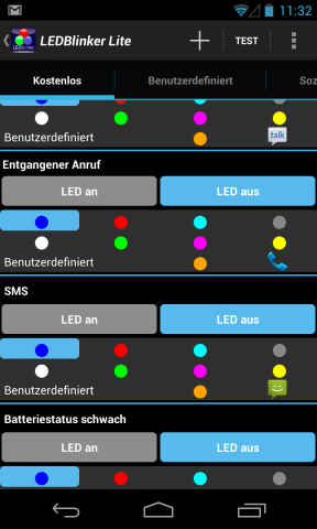Mit LED Blinker kann das LED-Benachrichtigungslicht eines Android-Geräts konfiguriert werden. (Screenshot: Golem.de) 