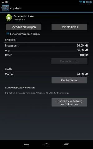 Die Home-App ist nur wenige KByte groß. (Screenshot: Golem.de)