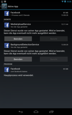 Sie greift auf die Inhalte der angepassten Facebook-App zu, die notwendigerweise installiert sein muss. (Screenshot: Golem.de)