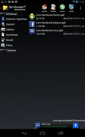Die drei benötigten Apps für Facebook Home (Screenshot: Golem.de)