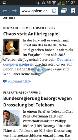 Ist die Augensteuerung aktiv, erscheint ein Hinweissymbol auf dem Display. (Screenshot: Golem.de)