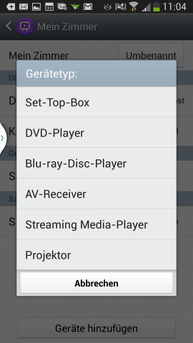 Es lässt sich auch als universale Fernbedienung nutzen. Die Infrarotleuchte ist an der oberen Kante des Smartphones untergebracht.  (Screenshot: Golem.de)