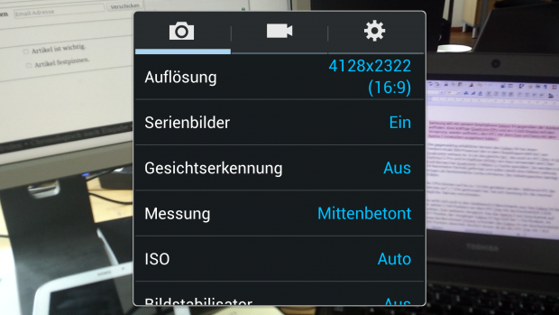 Die Kamera hat eine Auflösung von 13 Megapixeln. (Screenshot: Golem.de)