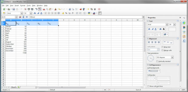 Die Seitenleiste in Calc (Bild: Libreoffice)