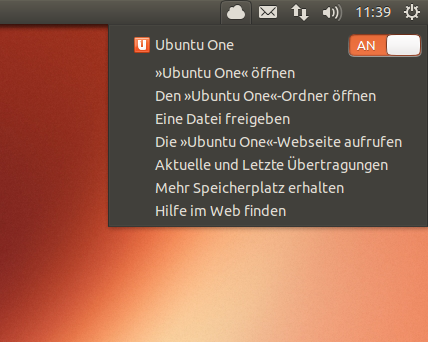 Das Ubuntu-One-Applet (Screenshot: Golem.de)