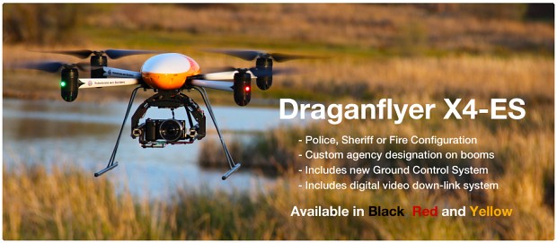 Werbebanner für den Draganflyer X4-ES (Bild: Draganfly)